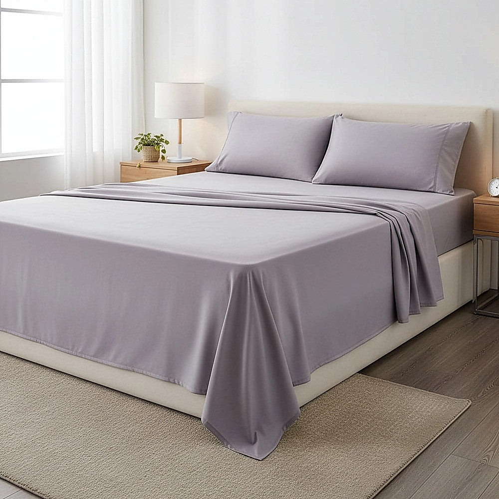 Queen Bed Sheet Set – 1800 Series Microfiber, Deep Pocket, Soft & Breathable, Grey - Image 5