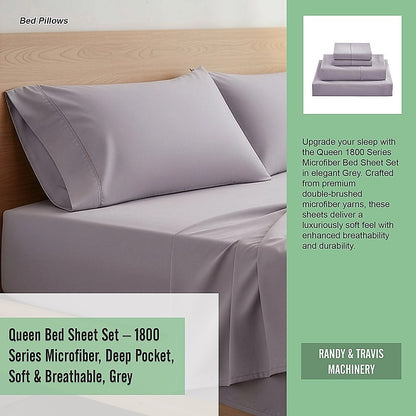 Queen Bed Sheet Set – 1800 Series Microfiber, Deep Pocket, Soft & Breathable, Grey - Image 9