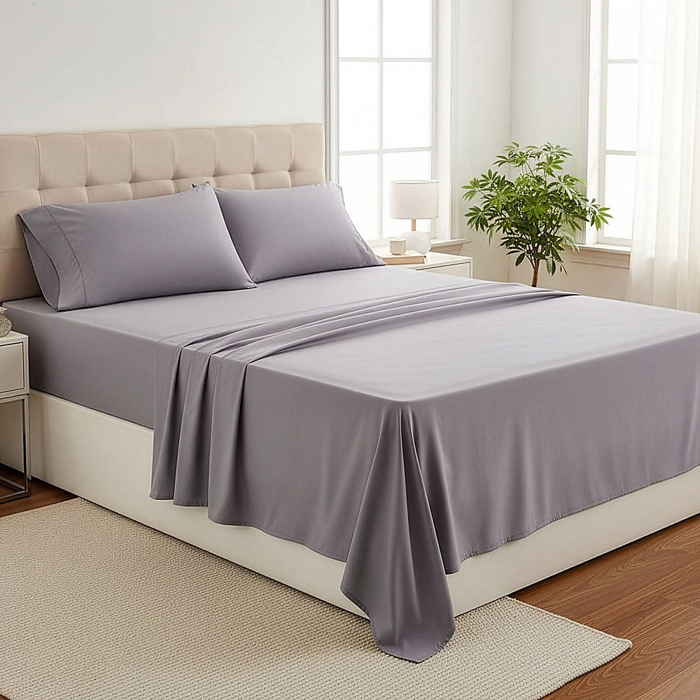 King Bed Sheet Set – 1800 Series Microfiber, Deep Pocket, Soft & Breathable, Grey - Image 5