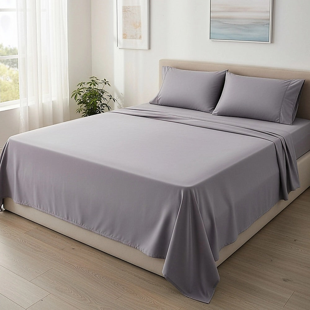 King Bed Sheet Set – 1800 Series Microfiber, Deep Pocket, Soft & Breathable, Grey - Image 6