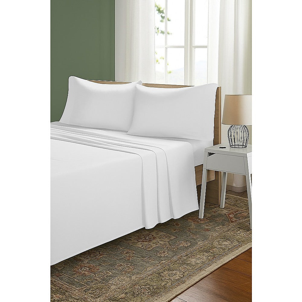 Double Bed Sheet Set – 1800 Series Microfiber, Deep Pocket, Soft & Breathable, White - Image 3