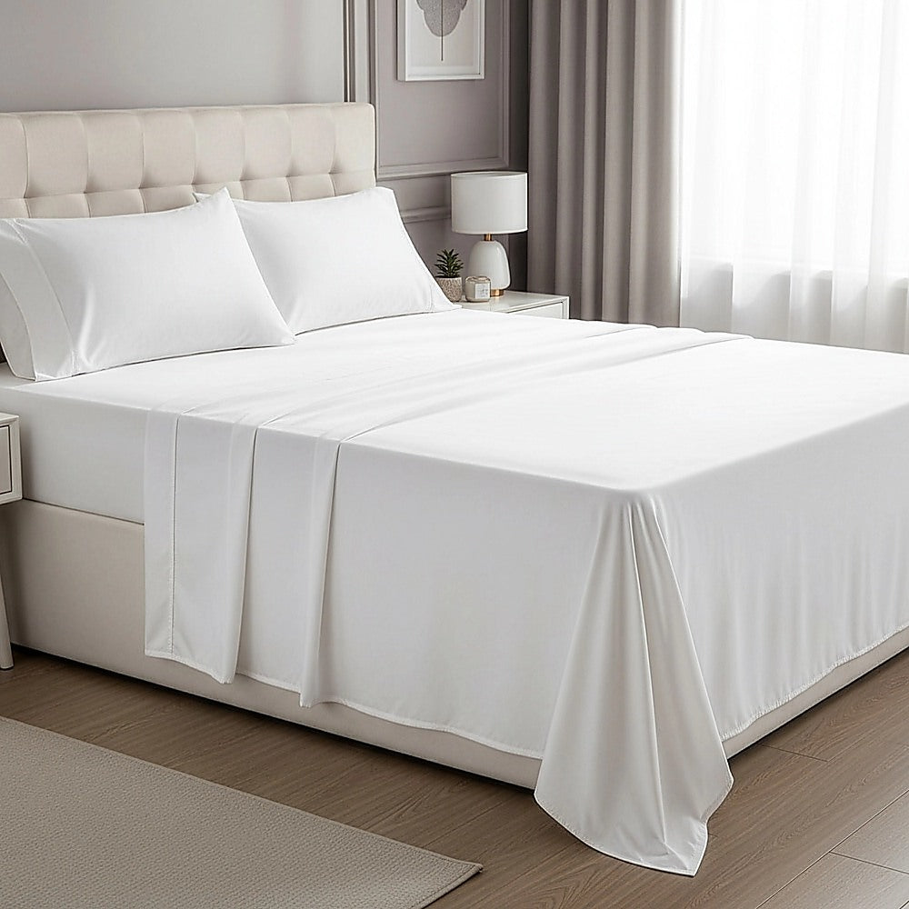 Queen Bed Sheet Set – 1800 Series Microfiber, Deep Pocket, Soft & Breathable, White - Image 4
