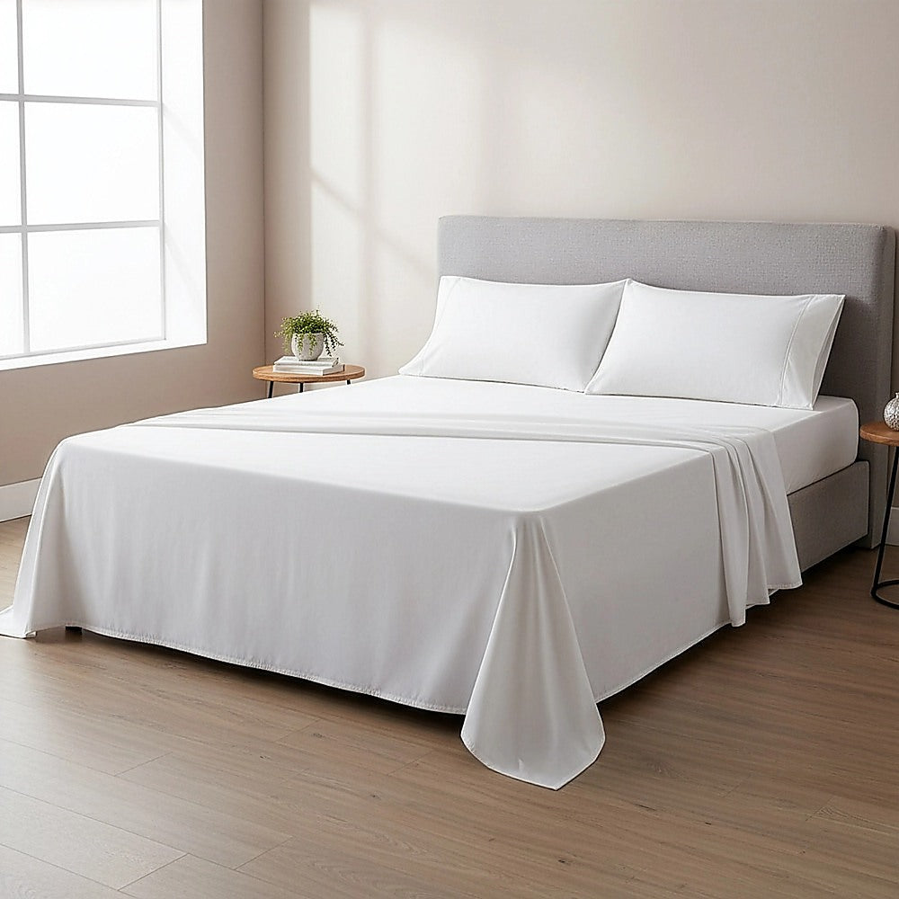 Queen Bed Sheet Set – 1800 Series Microfiber, Deep Pocket, Soft & Breathable, White - Image 6