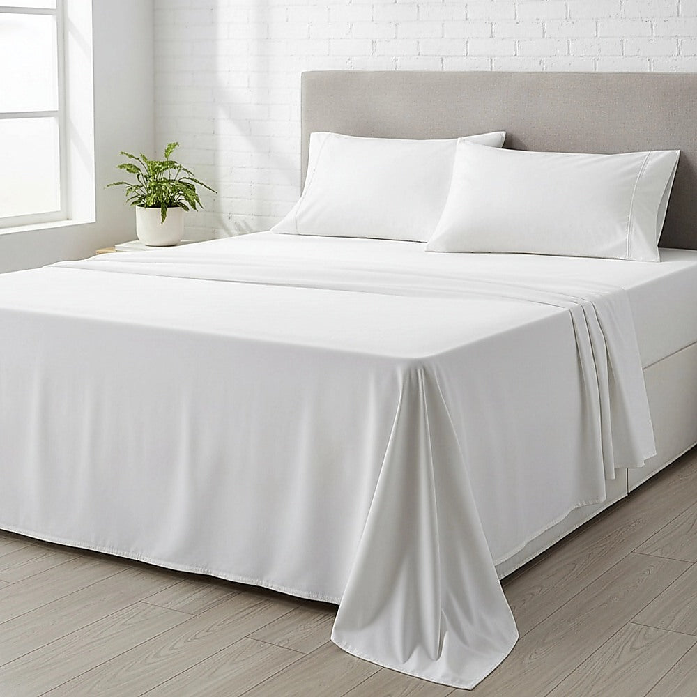 King Bed Sheet Set – 1800 Series Microfiber, Deep Pocket, Soft & Breathable, White - Image 5