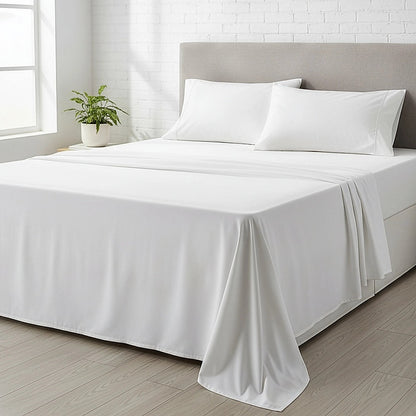 King Bed Sheet Set – 1800 Series Microfiber, Deep Pocket, Soft & Breathable, White - Image 5