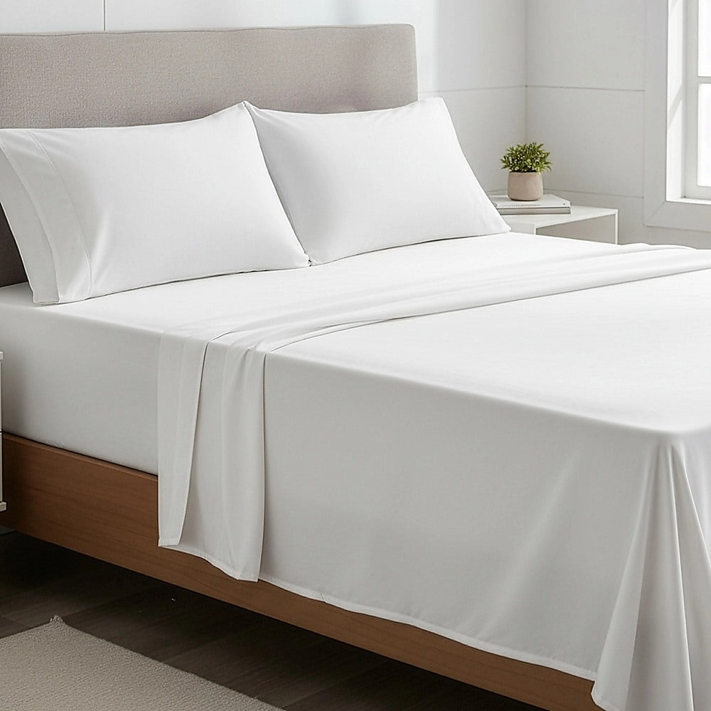 King Bed Sheet Set – 1800 Series Microfiber, Deep Pocket, Soft & Breathable, White - Image 6