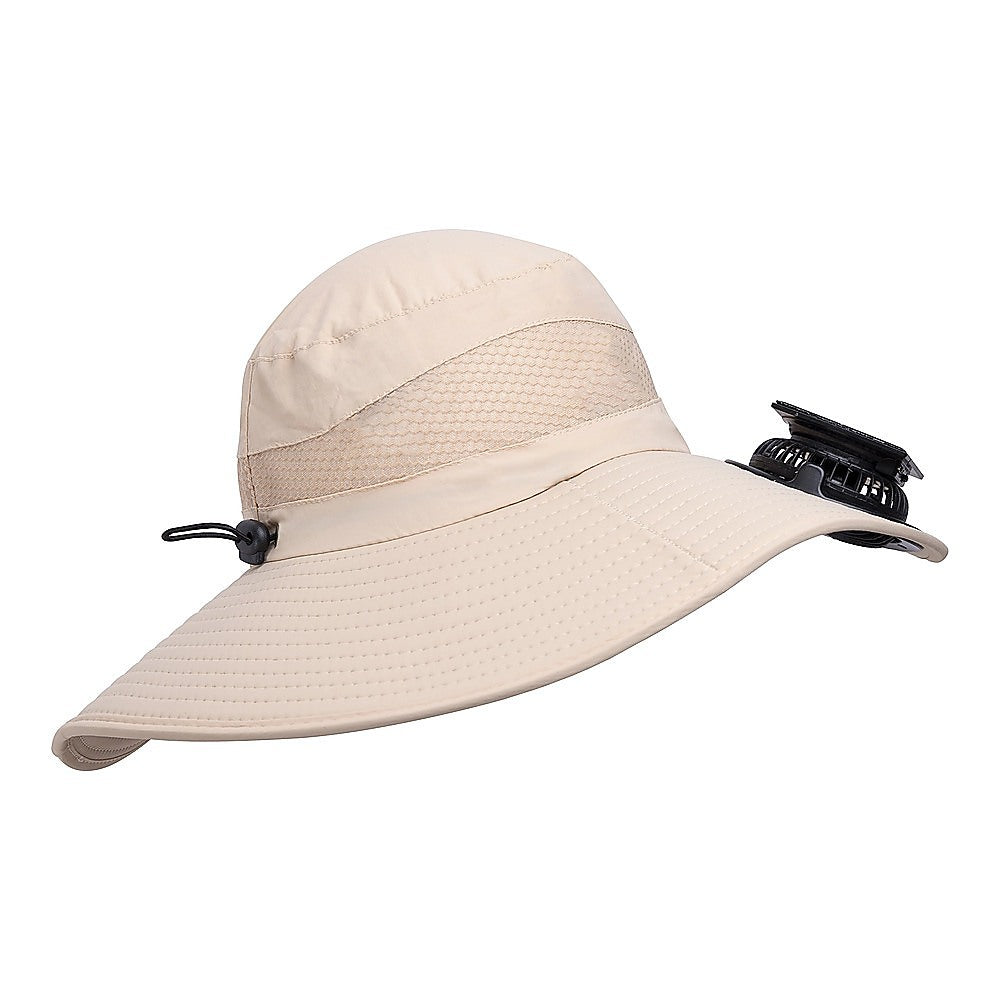 Solar & USB Powered Cooling Hat with Dual Fan – Khaki Outdoor Sun Hat - Image 7