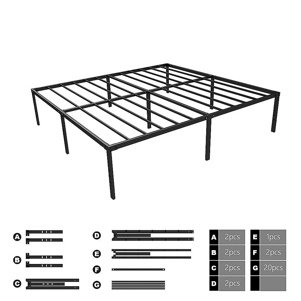 Queen Metal Bed Frame 45cm High – Full Steel Base Platform - Image 5
