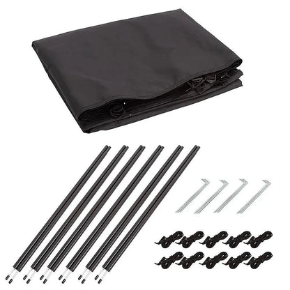 Camping Windbreak with Clear Windows & Carry Bag 725x140cm Black Outdoor Privacy Shelter - Image 8