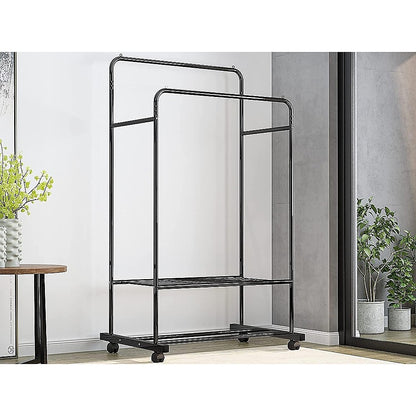 Double Clothes Rack Metal Garment Rail 80x154cm – Heavy Duty Hanging Shelf Storage - Image 2