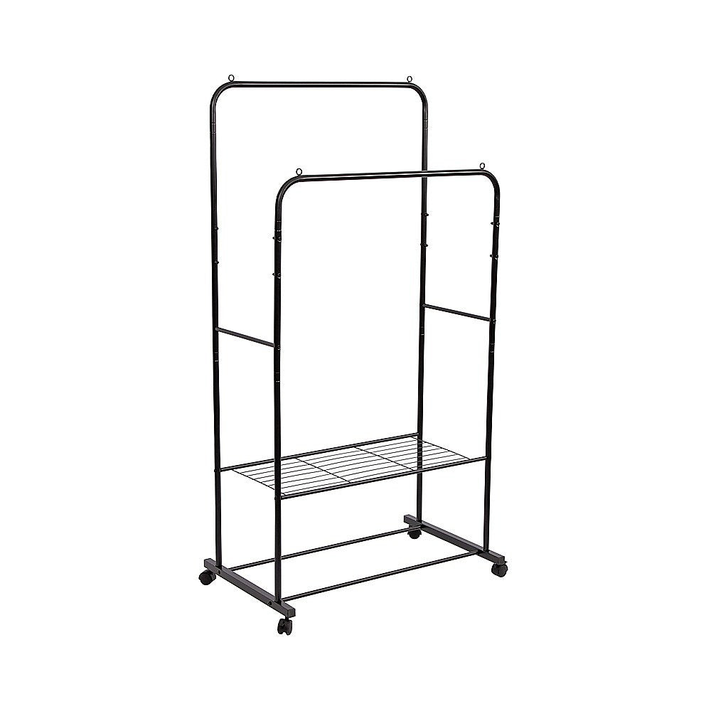 Double Clothes Rack Metal Garment Rail 80x154cm – Heavy Duty Hanging Shelf Storage - Image 3