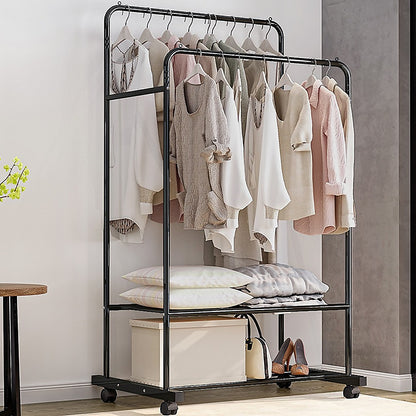 Double Clothes Rack Metal Garment Rail 80x154cm – Heavy Duty Hanging Shelf Storage - Image 5
