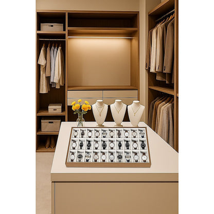 30-Grid Watch & Jewellery Tray Organiser Display Case Holder – Velvet Drawer Insert - Image 2