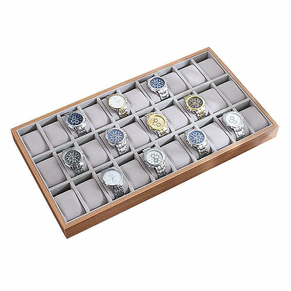30-Grid Watch & Jewellery Tray Organiser Display Case Holder – Velvet Drawer Insert - Image 3