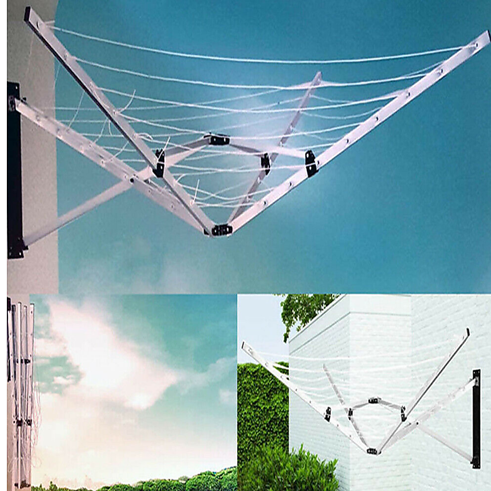 26m Folding Dryer for Laundry & Washing - Wall Mounted 5 Arm Clothes Airer - Image 3