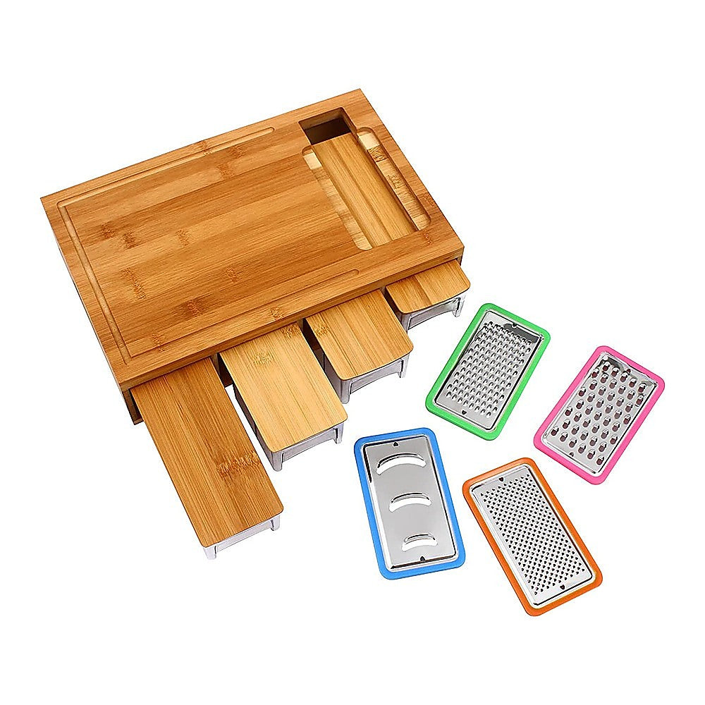 Bamboo Cutting Board Set with Graters & Containers – Food Prep Station - Image 3