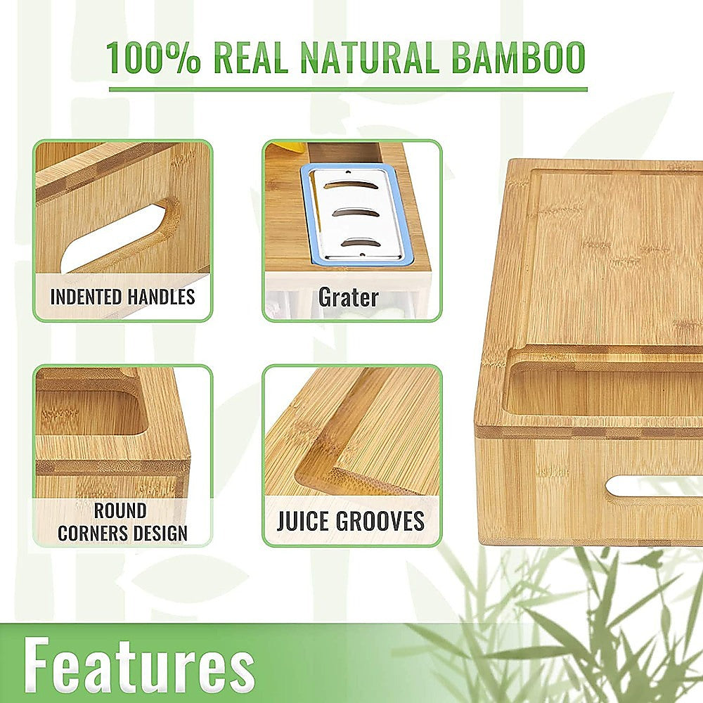 Bamboo Cutting Board Set with Graters & Containers – Food Prep Station - Image 5