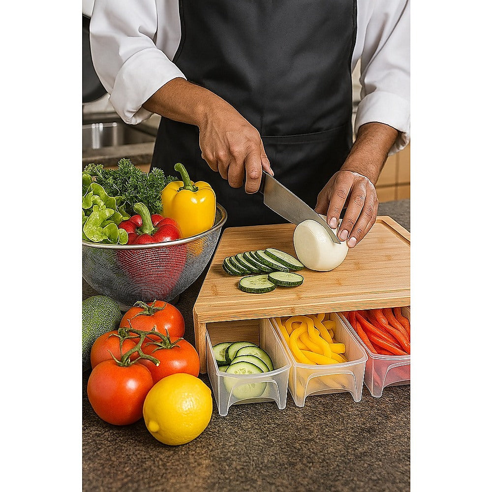 Bamboo Cutting Board Set with Graters & Containers – Food Prep Station - Image 7
