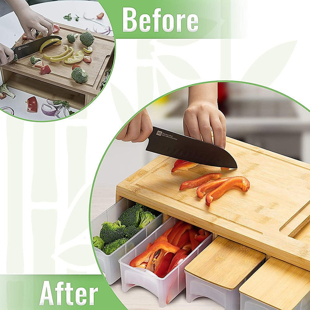 Bamboo Cutting Board Set with Graters & Containers – Food Prep Station - Image 8