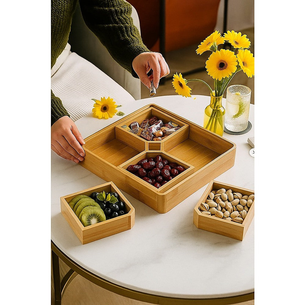 Square Bamboo Snack Serving Tray – Eco-Friendly Platter for Fruit, Cheese & Appetisers - Image 5