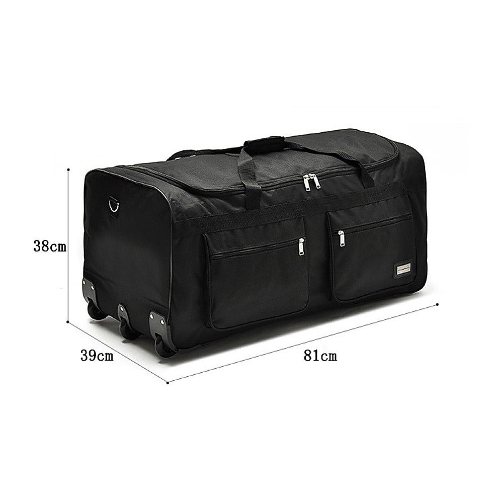 Large Black Wheeled Travel Duffle Bag – Rolling Luggage Trolley - Image 9