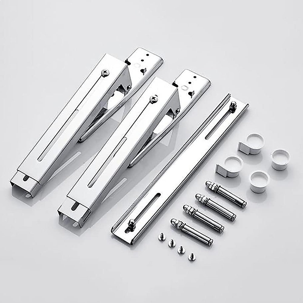 Stainless Steel Microwave Oven Wall Mount Bracket – Adjustable Shelf with Removable Hooks - Image 4