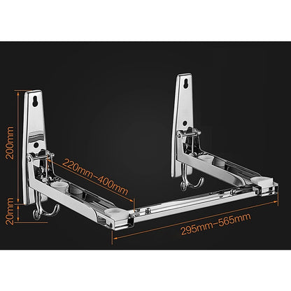 Stainless Steel Microwave Oven Wall Mount Bracket – Adjustable Shelf with Removable Hooks - Image 5