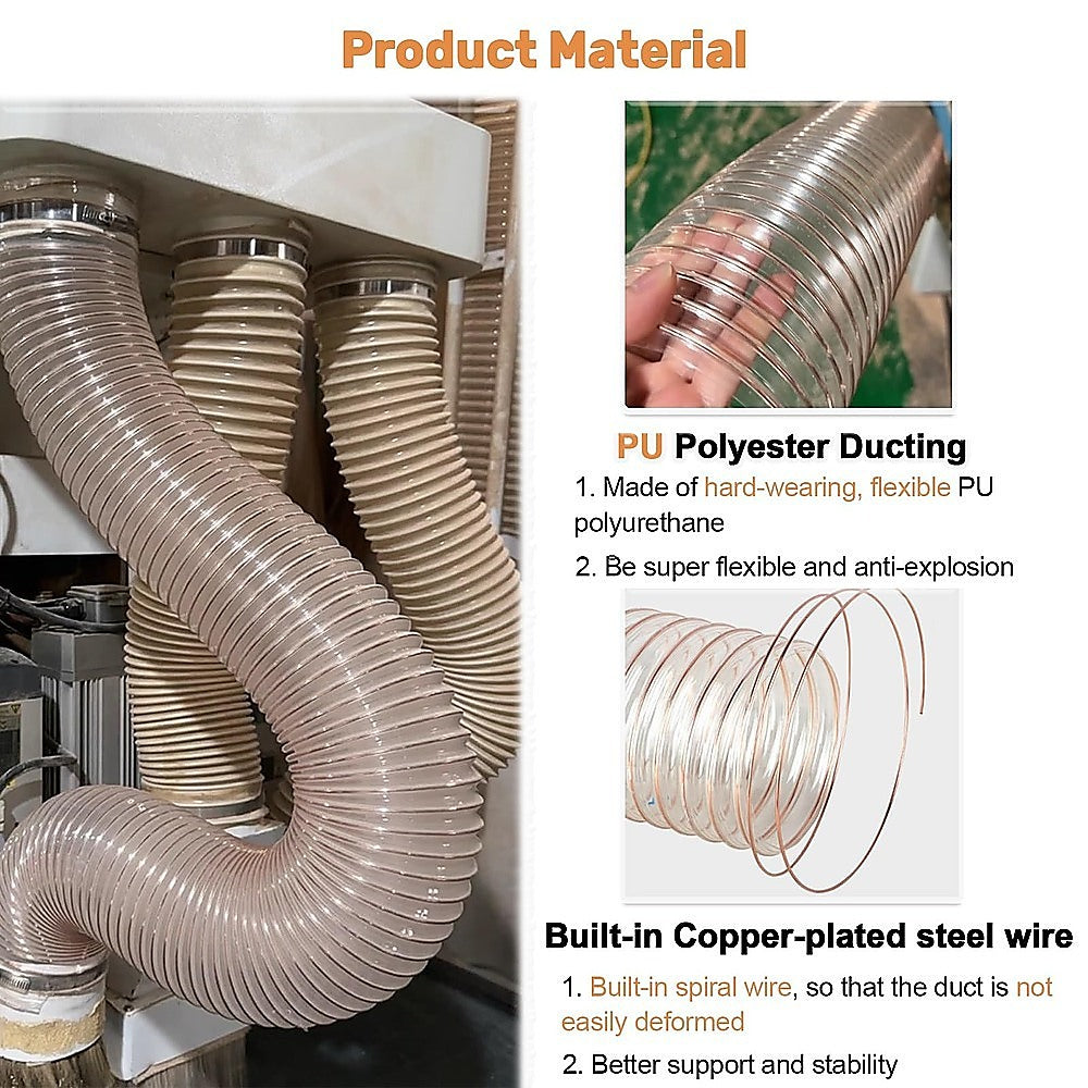 2m PU Flexible Ducting Hose – Clear Ventilation & Dust Extraction Tube for Woodworking & Fume Control - Image 8
