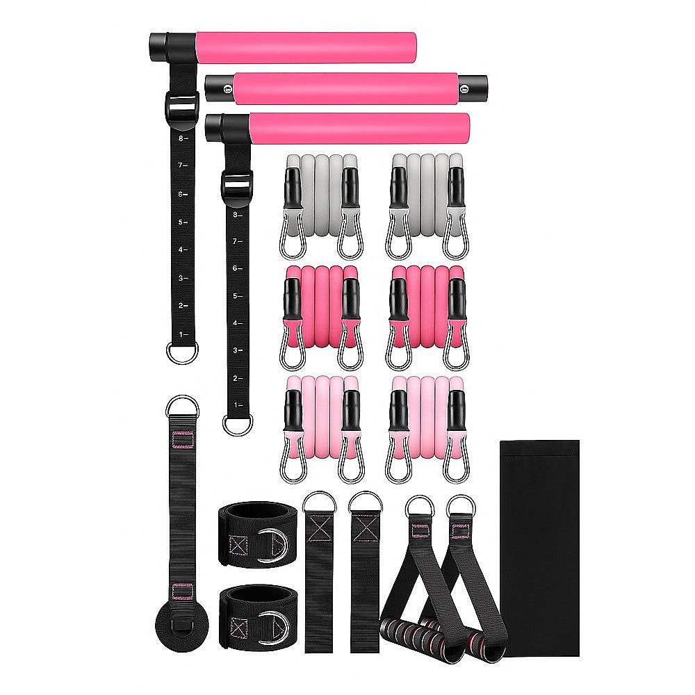 14pc Pilates Bar Kit with Resistance Bands & Belt – Home Fitness Pedal Puller - Image 4