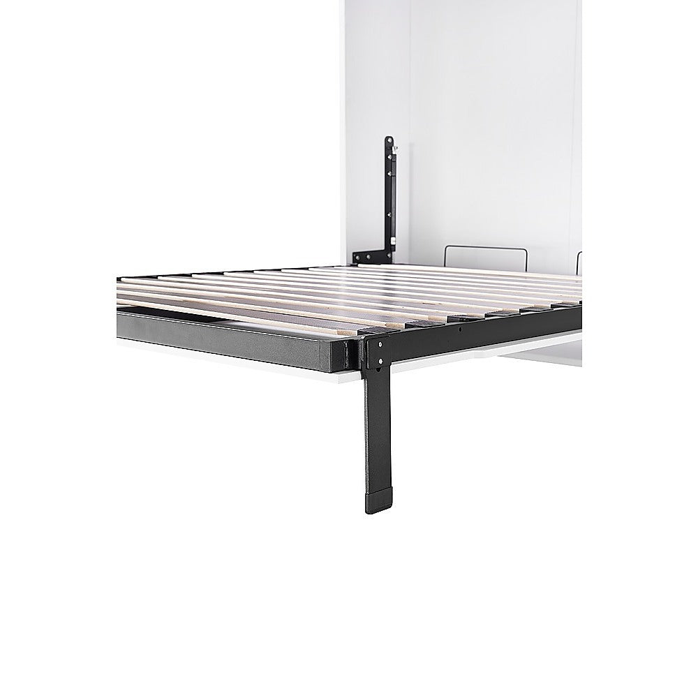 Queen Wall Bed in White Gloss – Space Saving Murphy Bed Kit with Gold Door Handle - Image 3