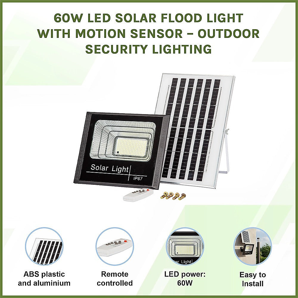60W LED Solar Flood Light with Motion Sensor – Outdoor Security Lighting - Image 3