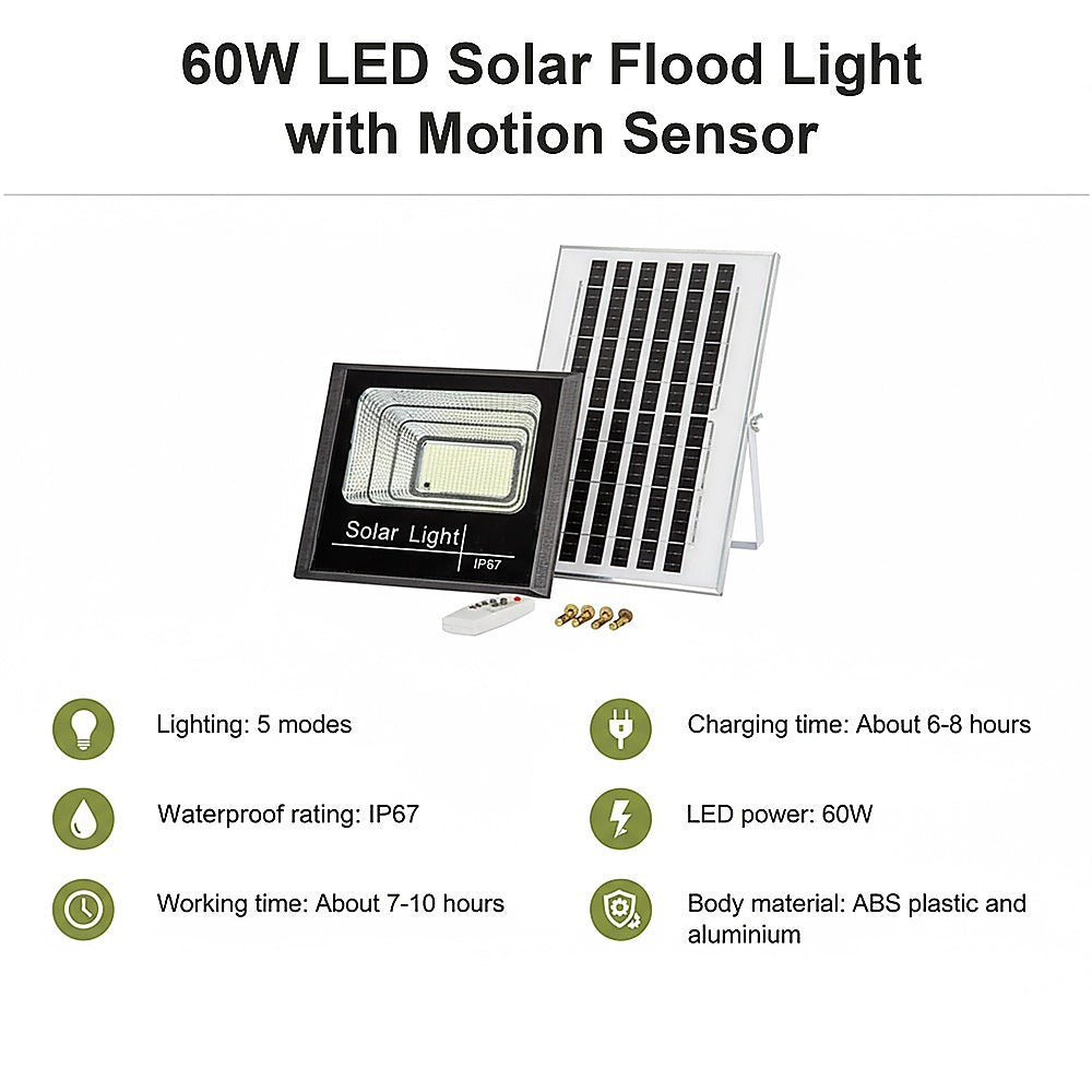 60W LED Solar Flood Light with Motion Sensor – Outdoor Security Lighting - Image 9