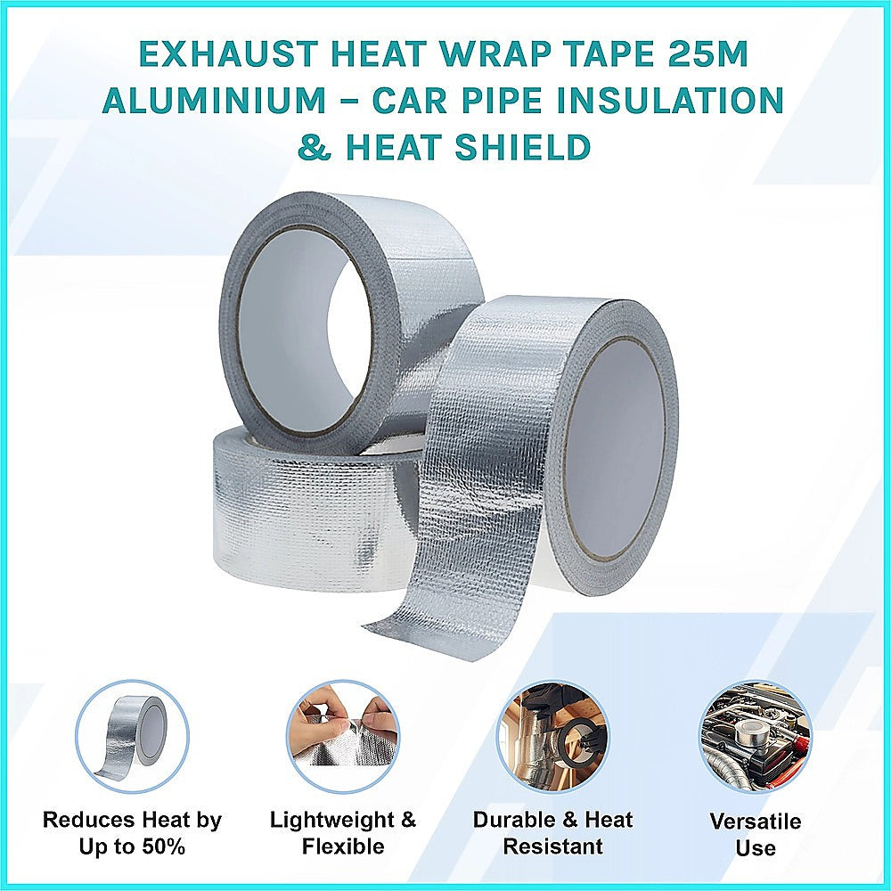 Exhaust Heat Wrap Tape 25m Aluminium – Car Pipe Insulation & Heat Shield - Image 3
