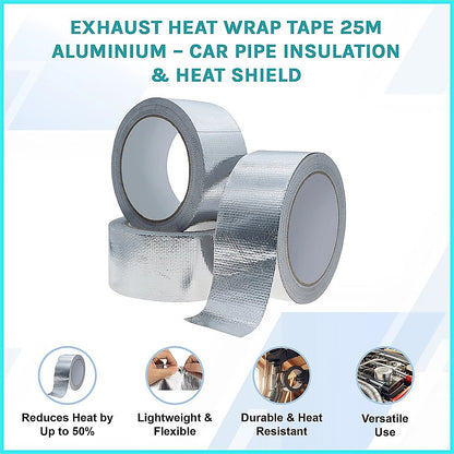 Exhaust Heat Wrap Tape 25m Aluminium – Car Pipe Insulation & Heat Shield - Image 3