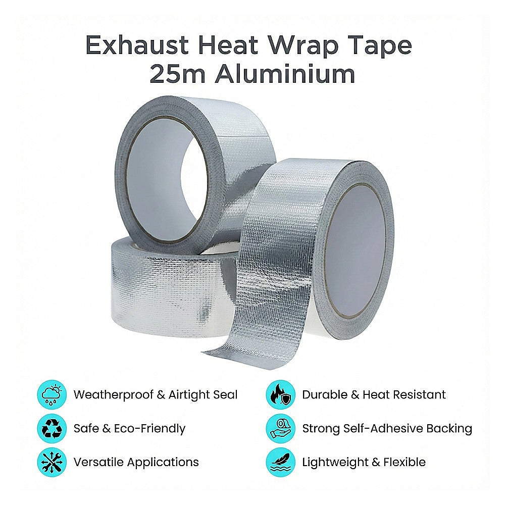 Exhaust Heat Wrap Tape 25m Aluminium – Car Pipe Insulation & Heat Shield - Image 7