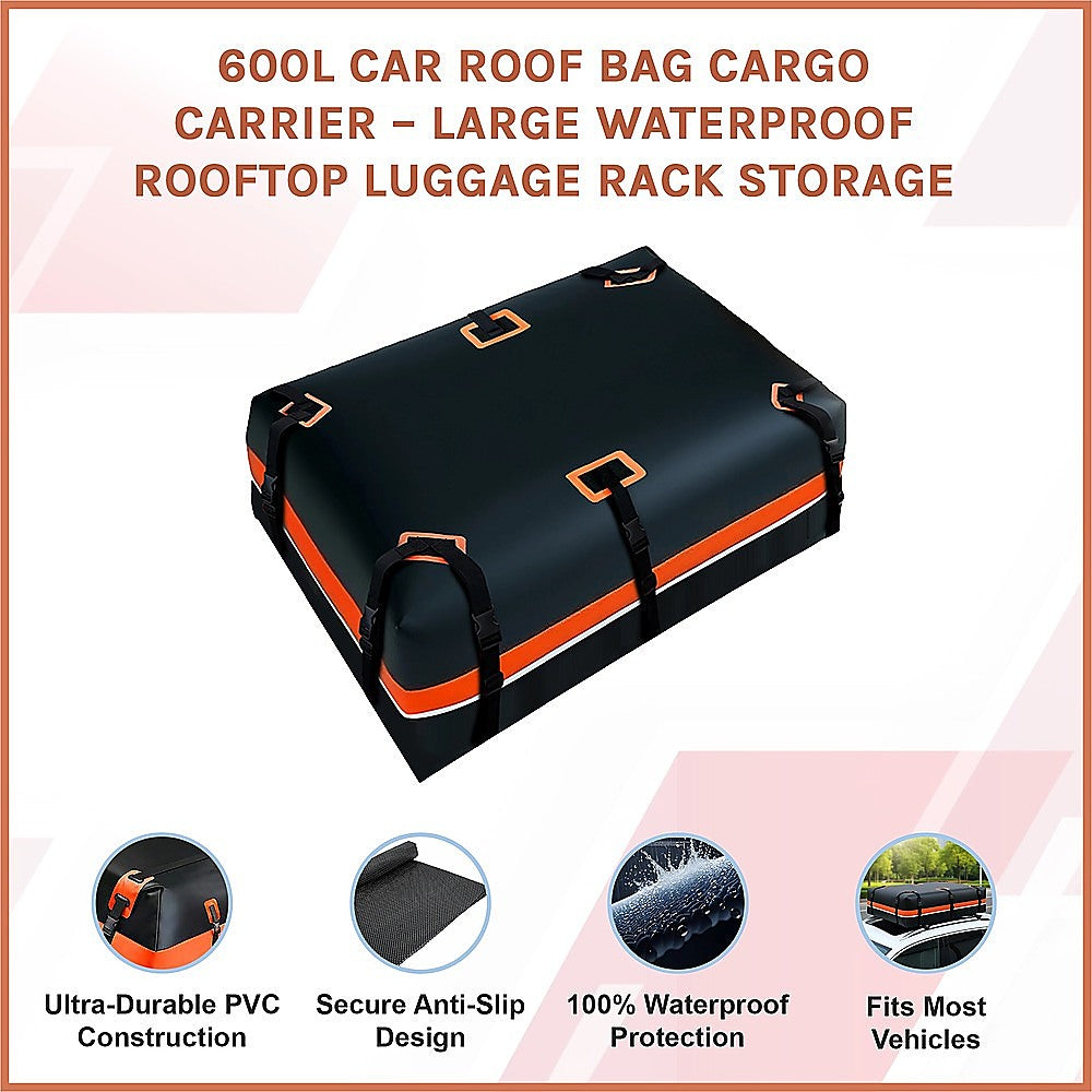 600L Car Roof Bag Cargo Carrier – Large Waterproof Rooftop Luggage Rack Storage - Image 3