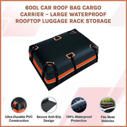 600L Car Roof Bag Cargo Carrier – Large Waterproof Rooftop Luggage Rack Storage - Image 3