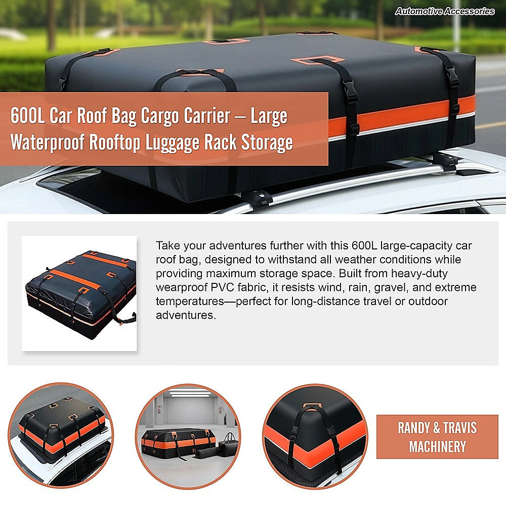 600L Car Roof Bag Cargo Carrier – Large Waterproof Rooftop Luggage Rack Storage - Image 5