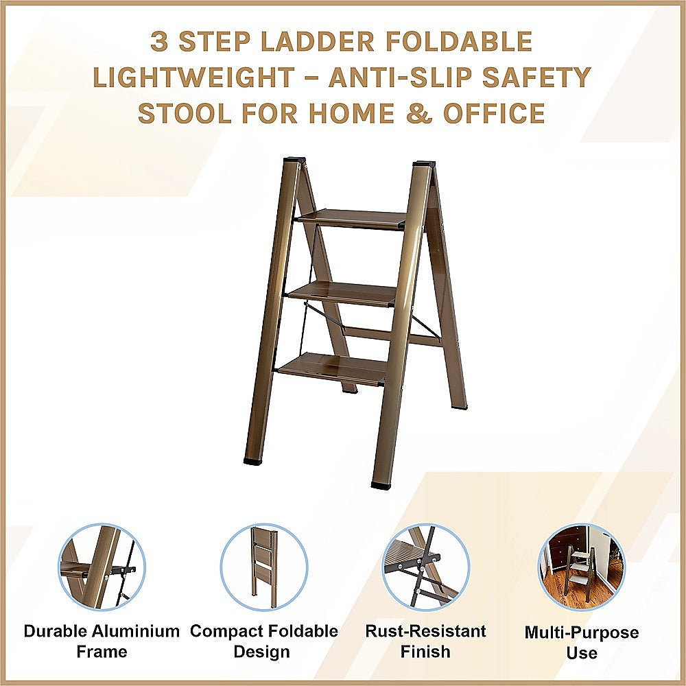3 Step Ladder Foldable Lightweight – Anti-Slip Safety Stool for Home & Office - Image 4