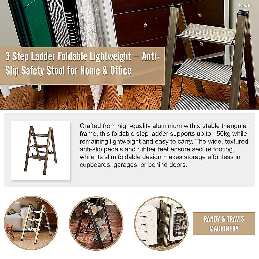 3 Step Ladder Foldable Lightweight – Anti-Slip Safety Stool for Home & Office - Image 9