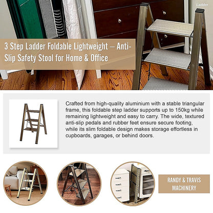 3 Step Ladder Foldable Lightweight – Anti-Slip Safety Stool for Home & Office - Image 9