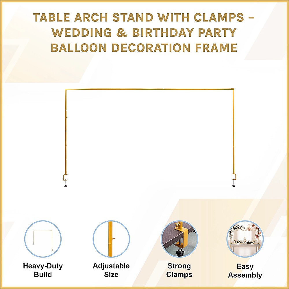 Table Arch Stand with Clamps – Wedding & Birthday Party Balloon Decoration Frame - Image 2