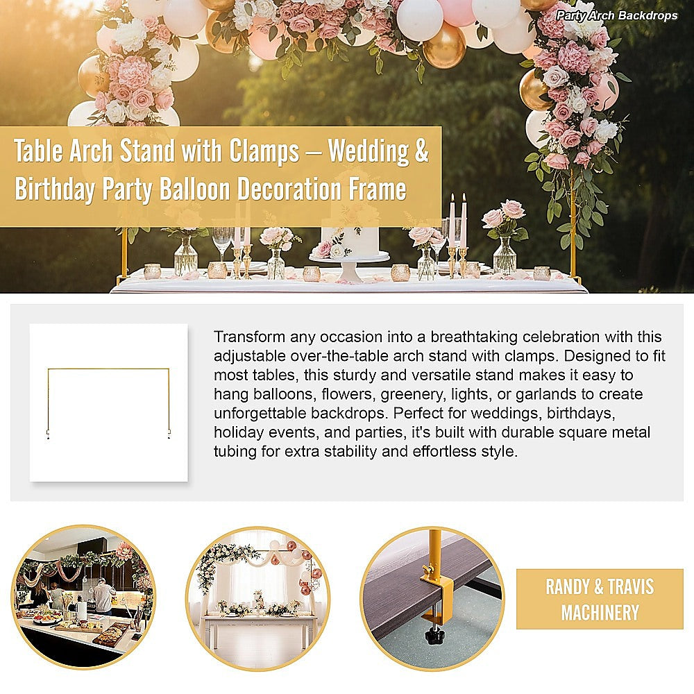 Table Arch Stand with Clamps – Wedding & Birthday Party Balloon Decoration Frame - Image 8