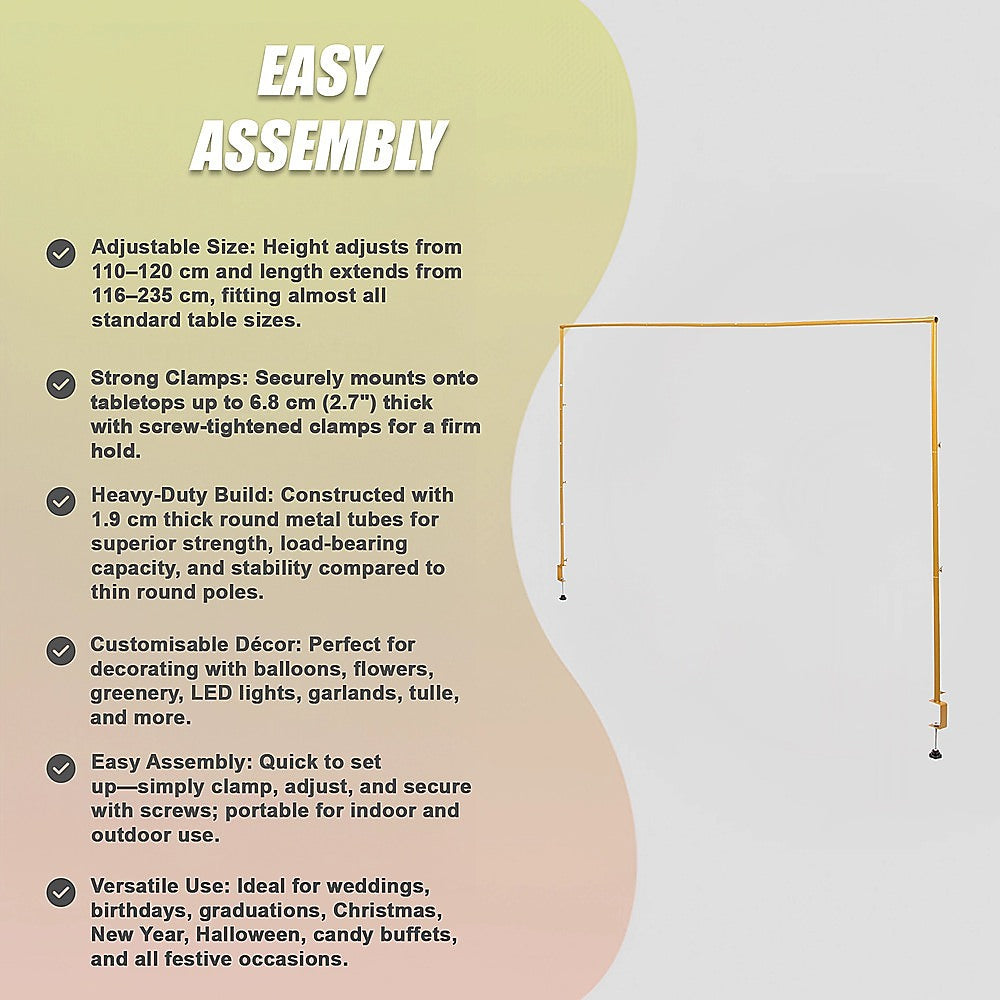 Table Arch Stand with Clamps – Wedding & Birthday Party Balloon Decoration Frame - Image 9