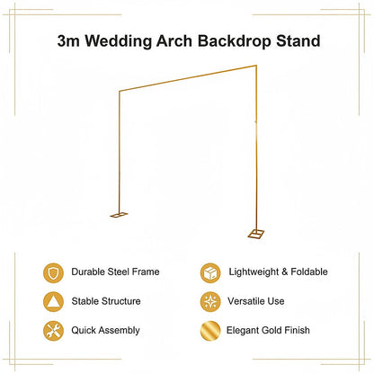 3m Wedding Arch Backdrop Stand – Square Metal Frame for Balloons & Flowers - Image 9
