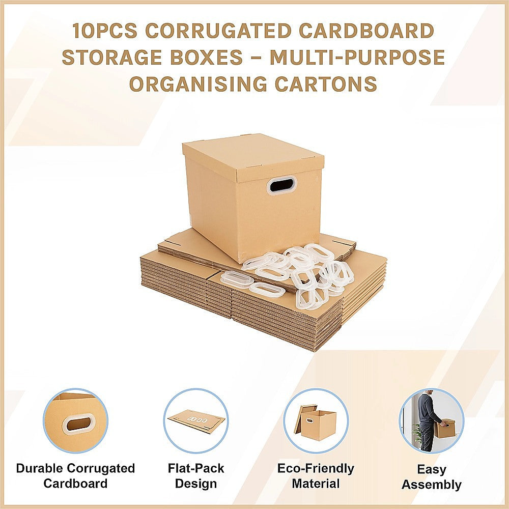 10Pcs Corrugated Cardboard Storage Boxes – Multi-Purpose Organising Cartons - Image 3