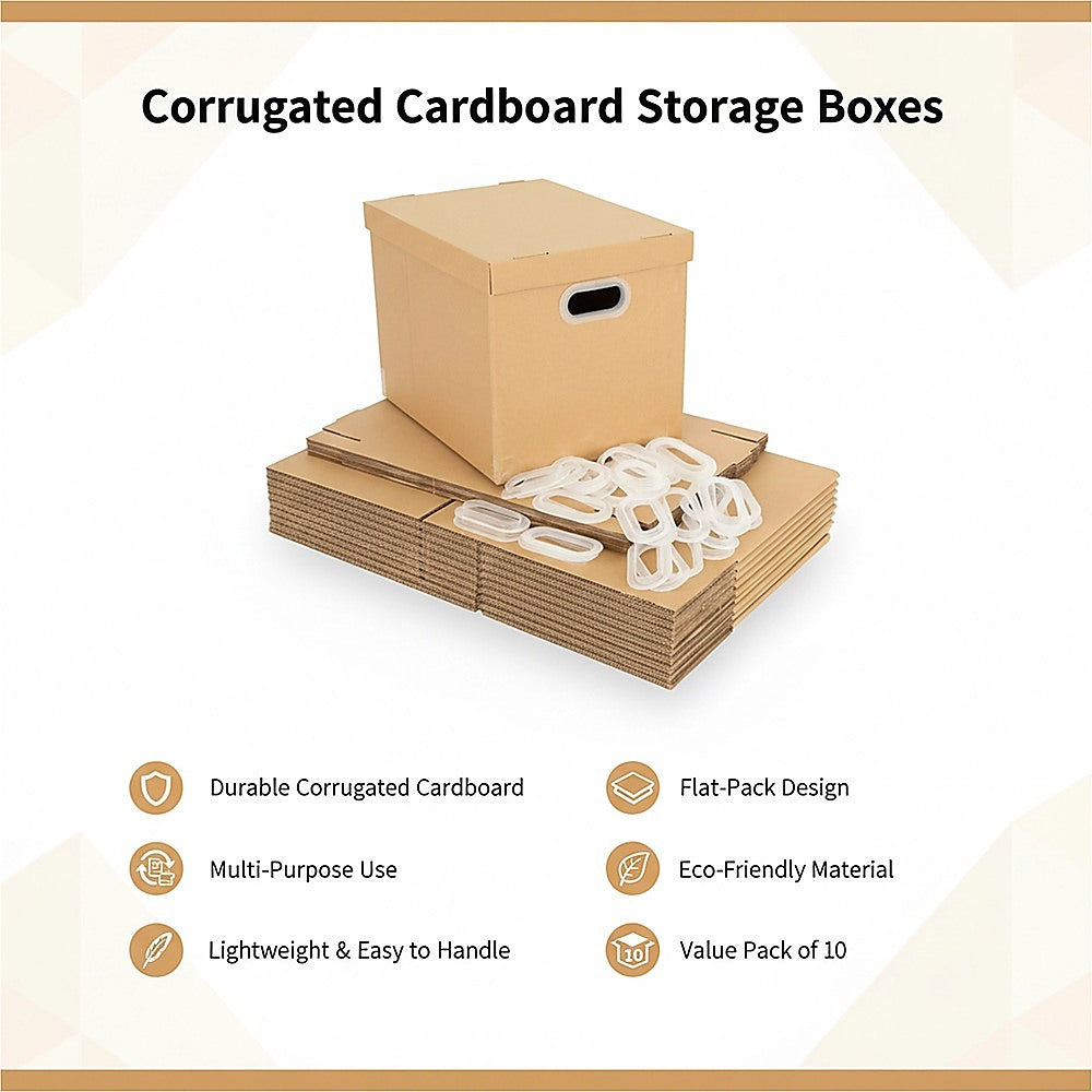 10Pcs Corrugated Cardboard Storage Boxes – Multi-Purpose Organising Cartons - Image 8