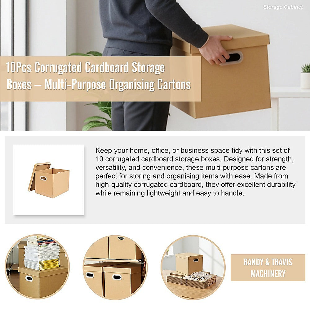 10Pcs Corrugated Cardboard Storage Boxes – Multi-Purpose Organising Cartons - Image 9