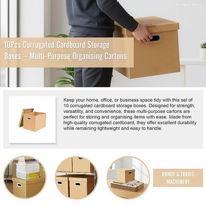 10Pcs Corrugated Cardboard Storage Boxes – Multi-Purpose Organising Cartons - Image 9