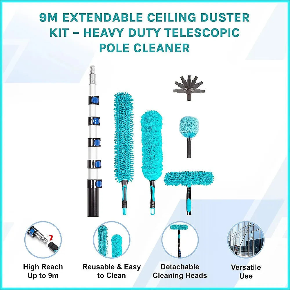 9m Extendable Ceiling Duster Kit – Heavy Duty Telescopic Pole Cleaner - Image 5